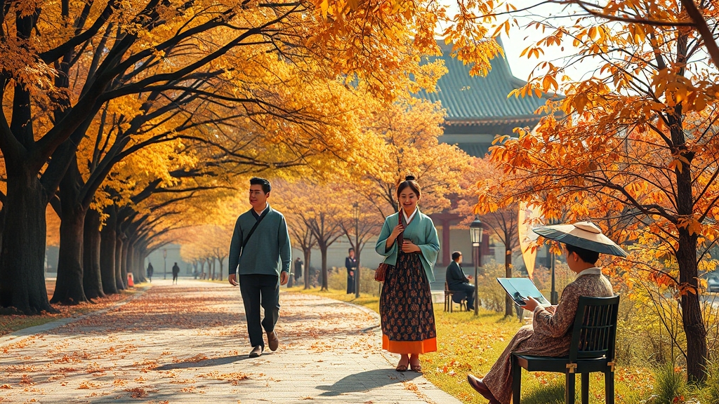 단풍 명소 방문 꿀팁 (realistic 스타일)