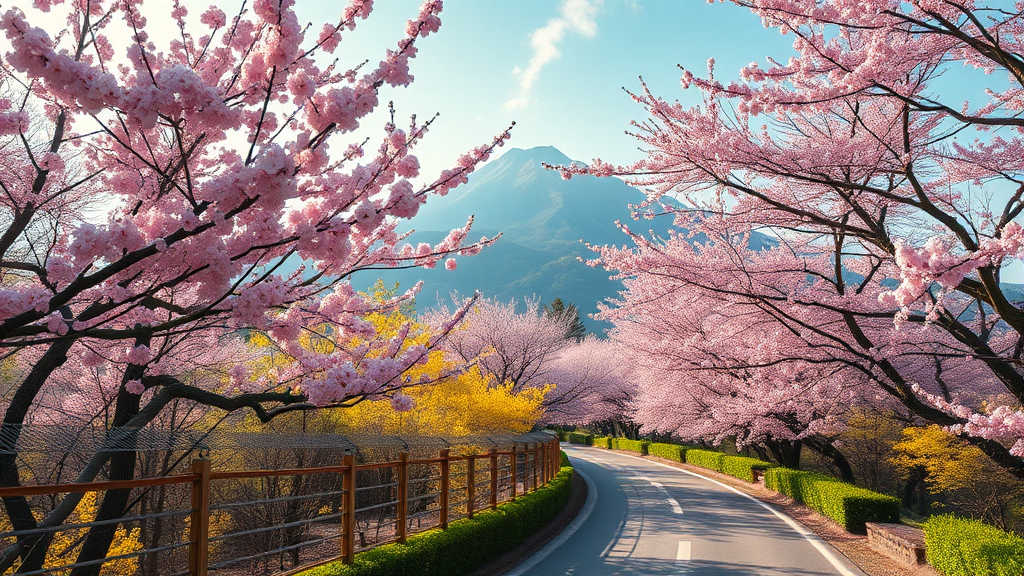 꽃과 함께 떠나는 충청북도 봄꽃 명소 (realistic 스타일)