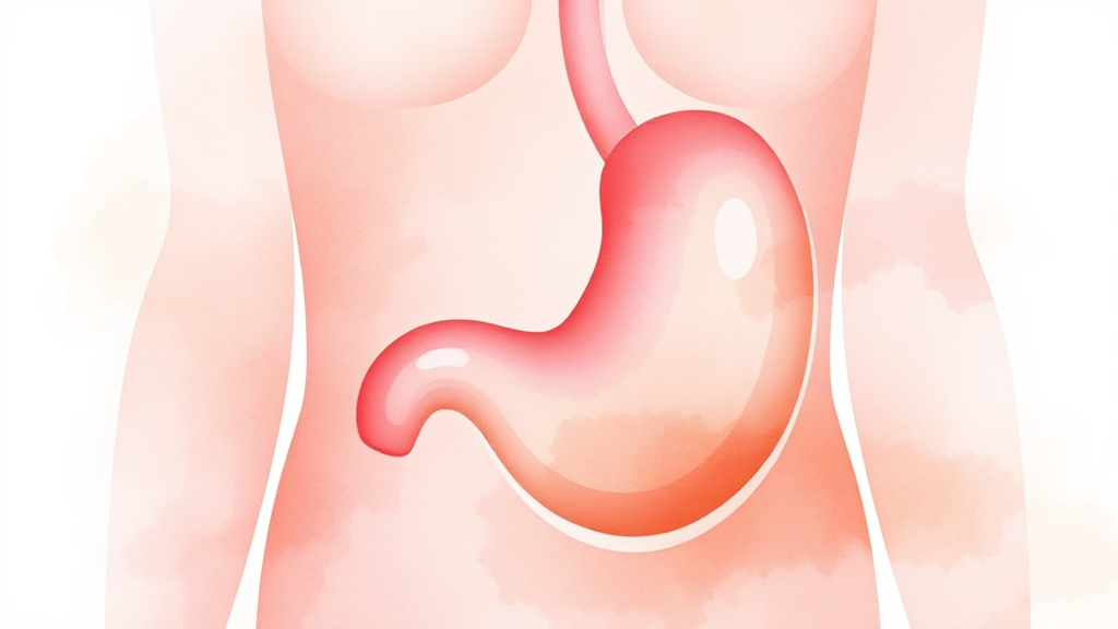 더부룩함의 근본 원인: 소화 불량과 가스 (watercolor 스타일)