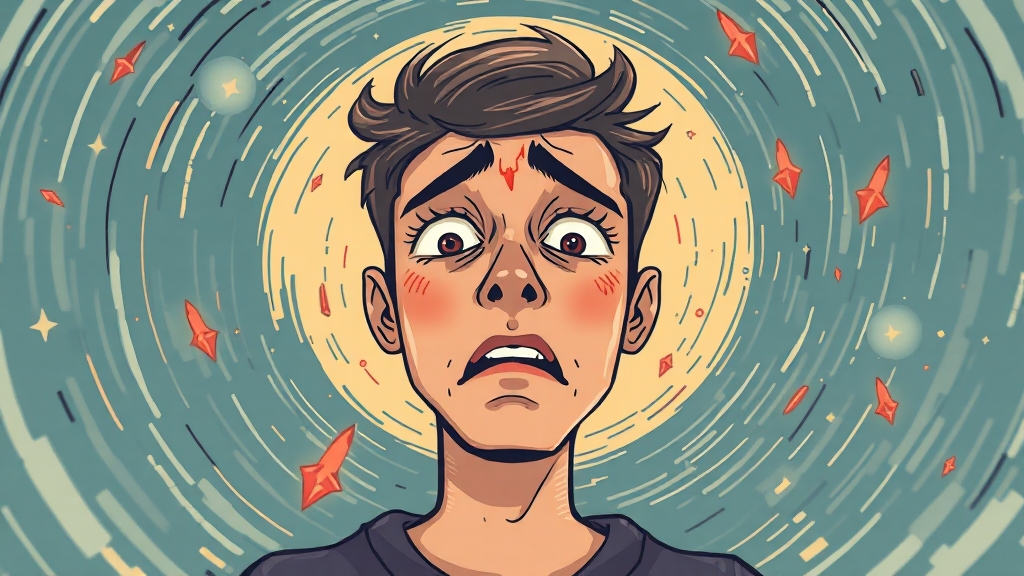 이석증의 주요 증상은? (illustration 스타일)