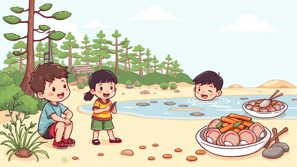 주변 즐길 거리와 맛집 탐방 (cartoon 스타일)