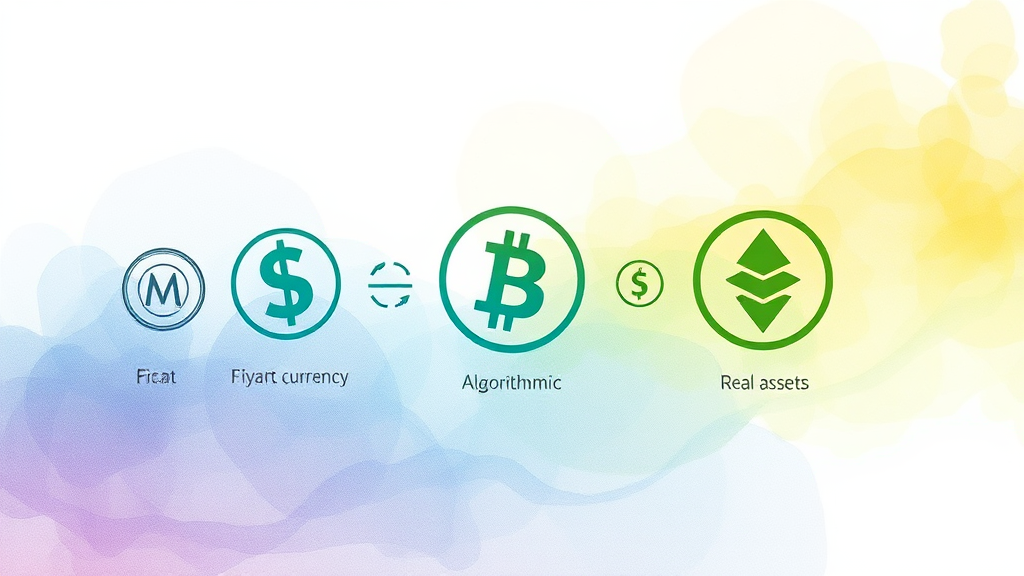 스테이블코인 종류별 특징 비교 (watercolor 스타일)