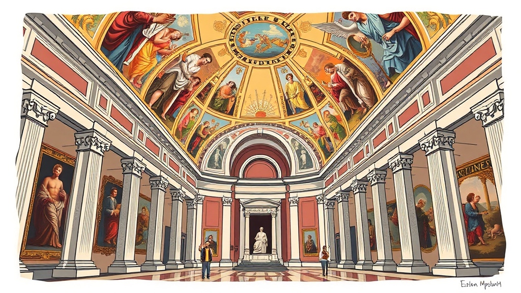 바티칸 투어 핵심 코스: 놓치지 말아야 할 명소들 (illustration 스타일)