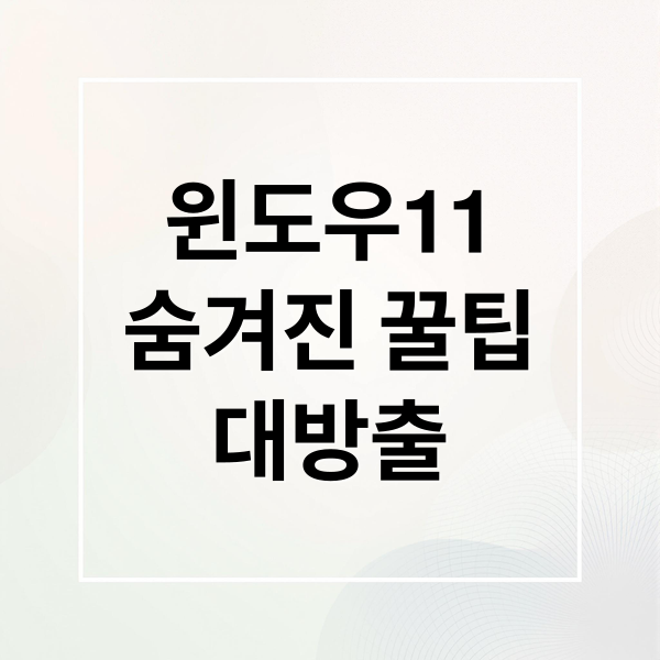 윈도우11
숨겨진 꿀팁
대방출 (윈도우 11 숨겨진 기능 총정리)