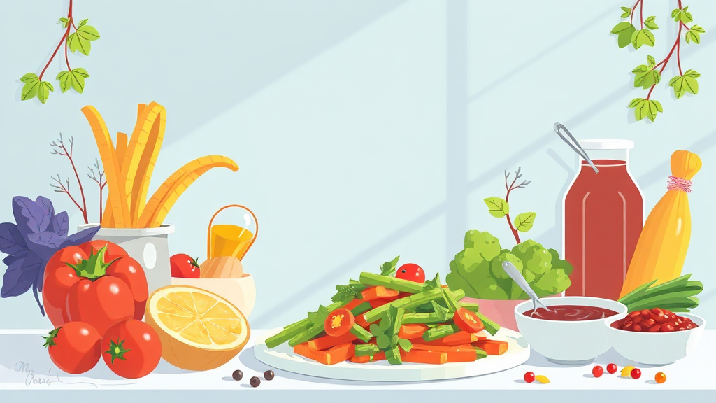 저칼로리 양념 & 소스 만들기 (illustration 스타일)