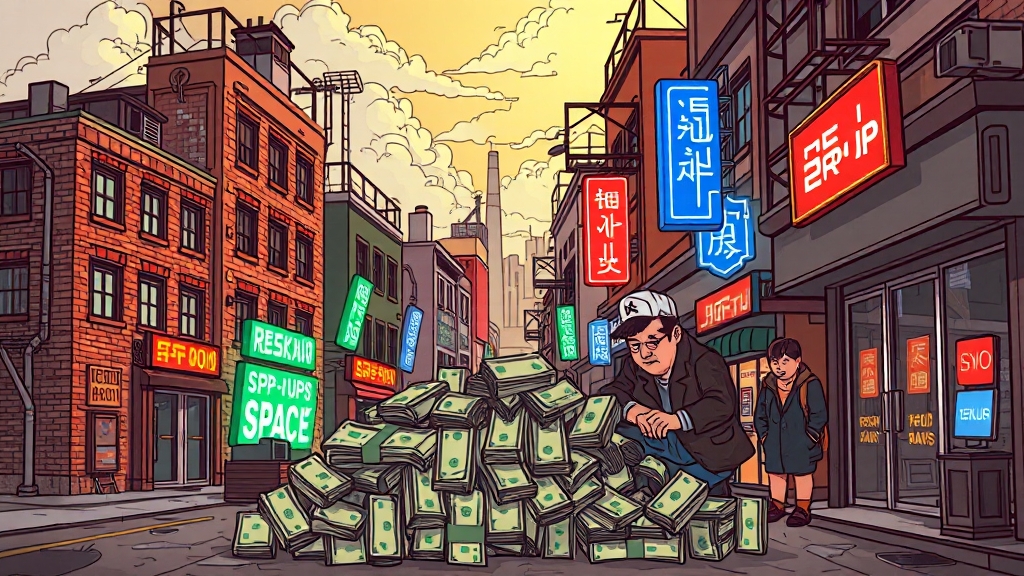 임대료 상승과 상권 변화 (cartoon 스타일)