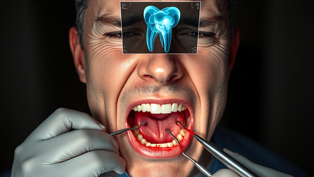 매복 사랑니 발치와 턱관절 문제 (realistic 스타일)