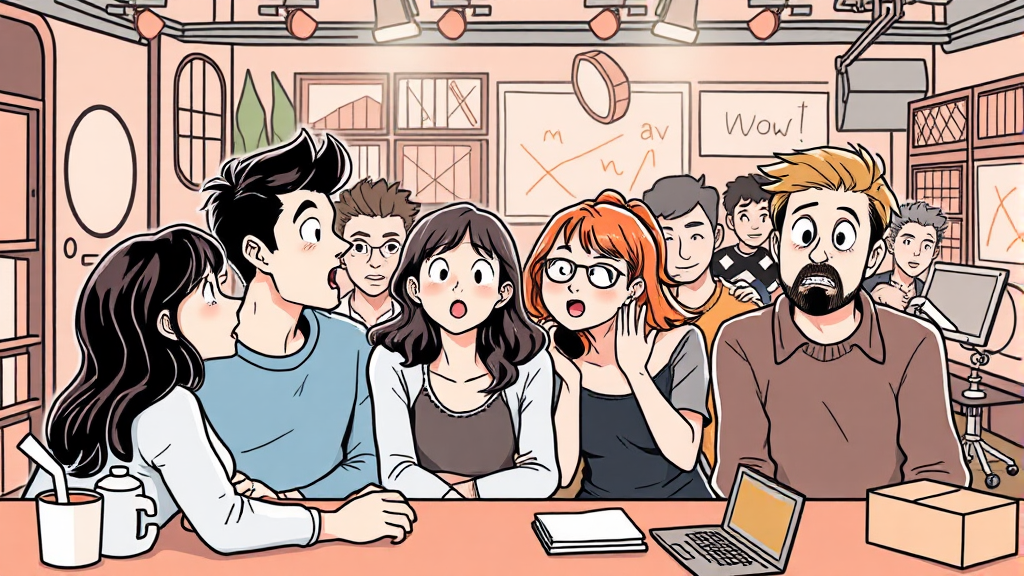 스튜디오 초토화! 출연진들의 솔직한 반응 (illustration 스타일)