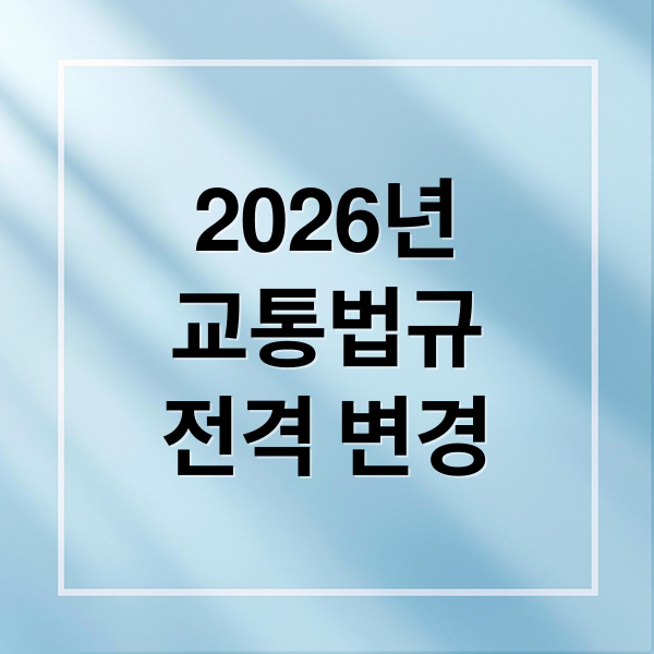 2026년
교통법규
전격 변경 (2026년 교통법규 변화)