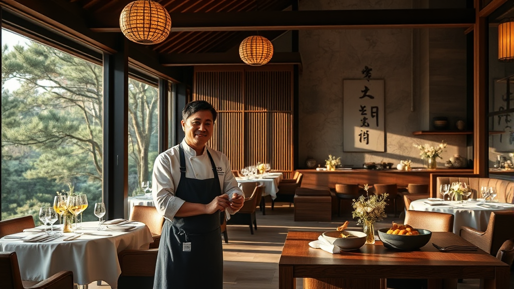 솔밤 레스토랑의 고급스러운 미식 공간 이미지