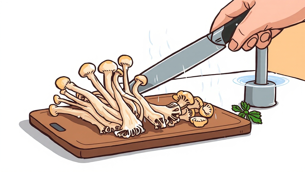 팽이버섯 손질법 (cartoon 스타일)