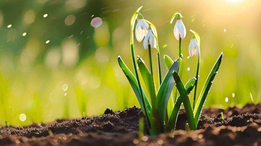 달래 씨앗 발아 및 초기 관리 (watercolor 스타일)