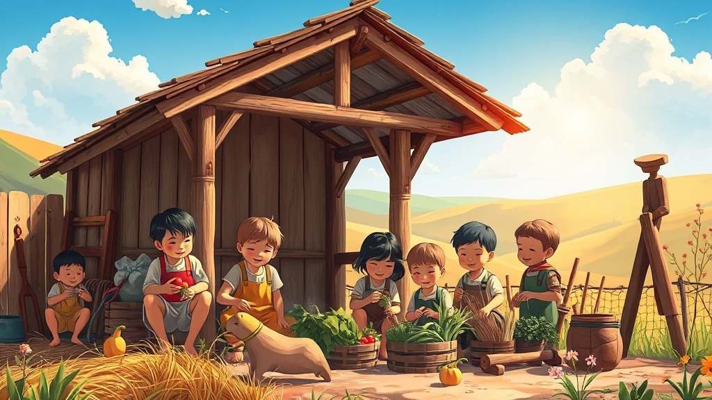 농장 체험 프로그램 (illustration 스타일)