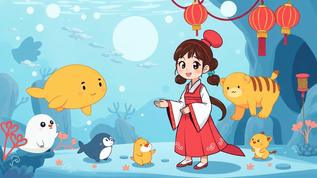 설날 맞이 롯데월드 아쿠아리움 특별 이벤트 (cartoon 스타일)