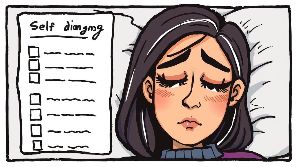 자가 진단 체크리스트 (cartoon 스타일)