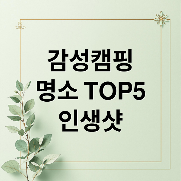 감성캠핑
명소 TOP5
인생샷 (감성캠핑에 어울리는 캠핑장 top 5)