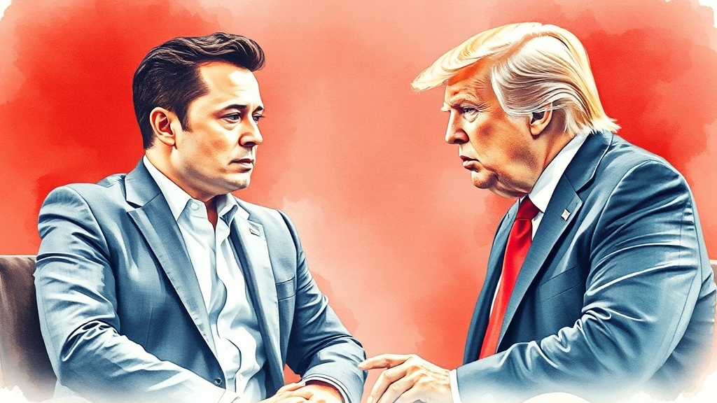 머스크 vs 트럼프, 왜 갈등 심화될까? (watercolor 스타일)