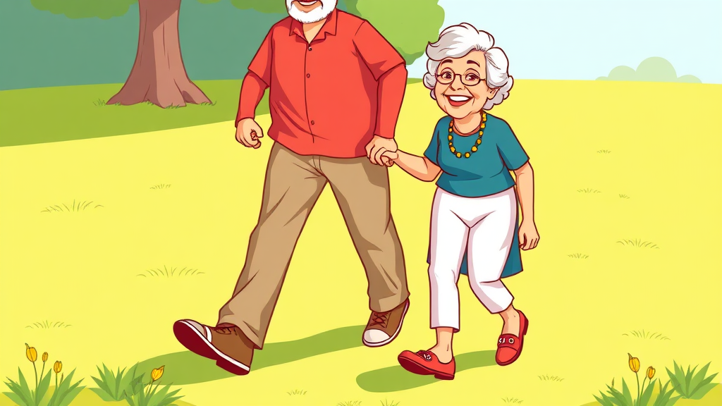 무릎 통증 예방 및 장기 관리 (cartoon 스타일)