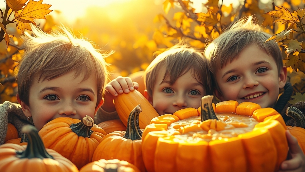 늙은호박 효능 및 특징 (realistic 스타일)