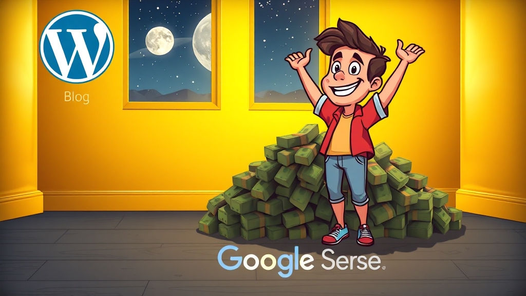 클라우드웨이즈로 워드프레스 블로그 시작부터 수익화까지 완벽 가이드 (2025최신) 7 워드프레스 블로그 수익화 전략 (cartoon 스타일)