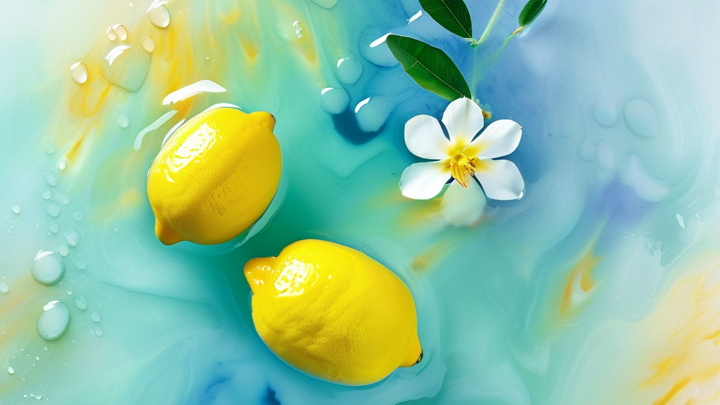 독소 배출을 돕는 자연의 선물: 녹두와 레몬 (watercolor 스타일)