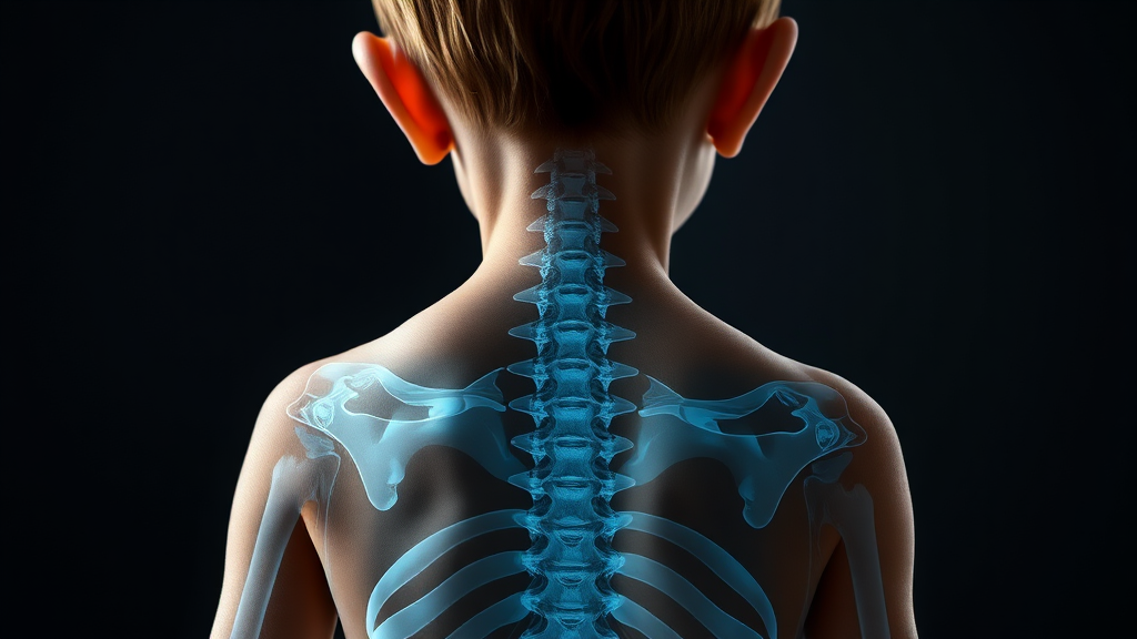 척추측만증, 주요 증상은 무엇일까요? (realistic 스타일)