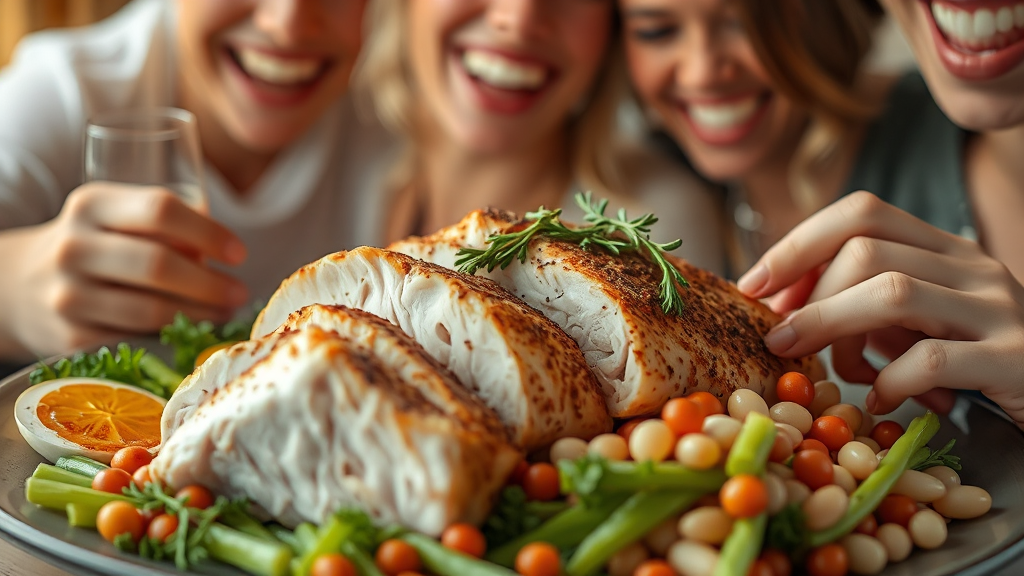 알부민 높이는 음식 가이드 (realistic 스타일)