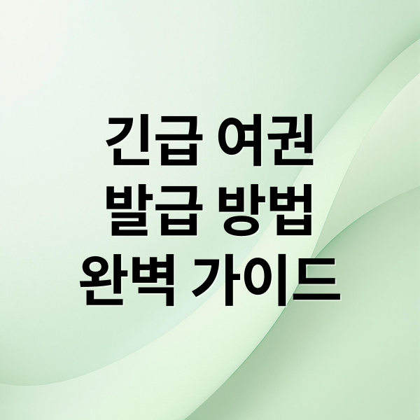 긴급 여권
발급 방법
완벽 가이드 (긴급 여권 발급 2026)