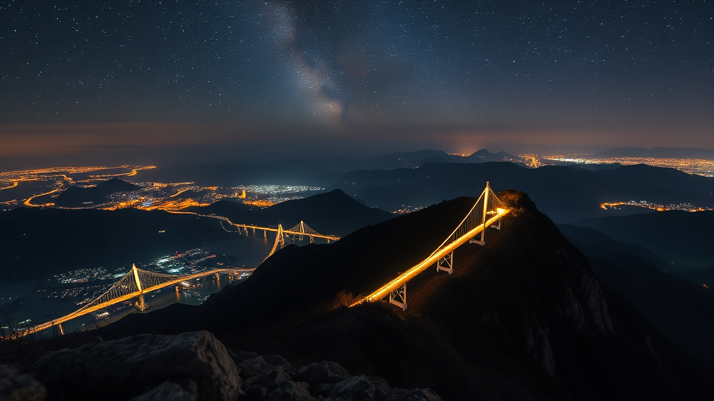 도덕산 야경, 놓치지 마세요! (realistic 스타일)