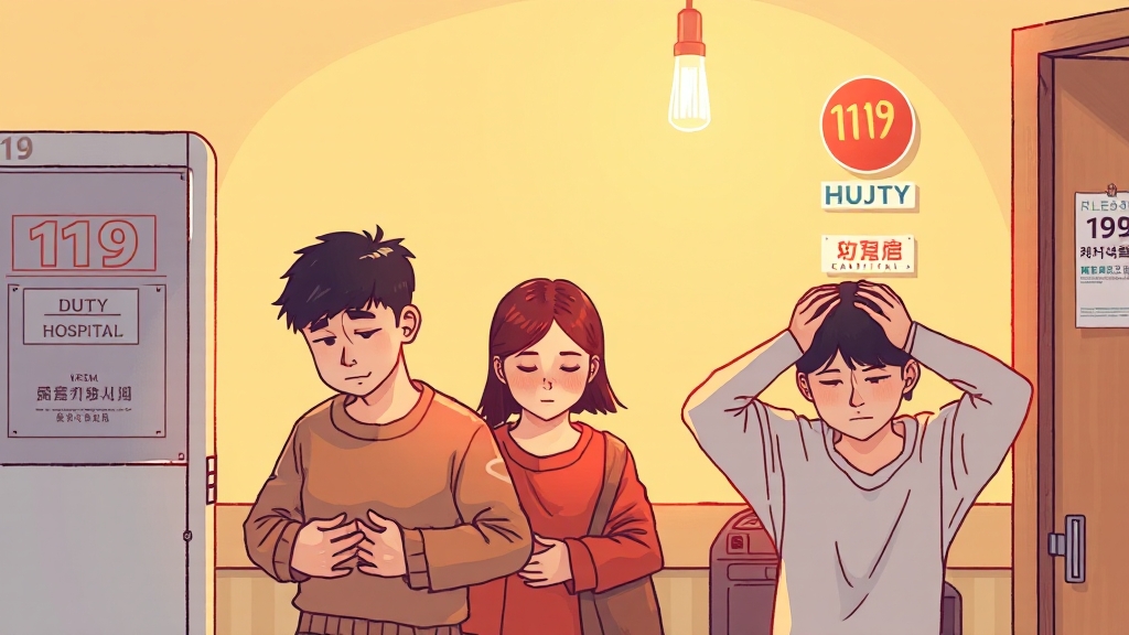 추석 연휴, 흔한 질환 및 응급 시 주의사항 (illustration 스타일)