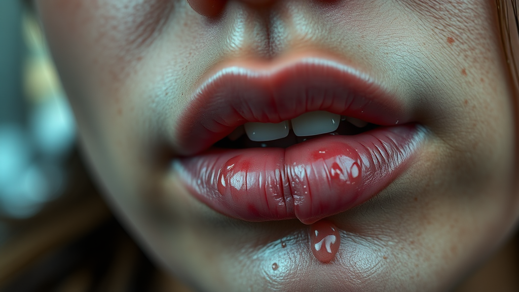 입술 물집, 뭐가 문제일까? (realistic 스타일)