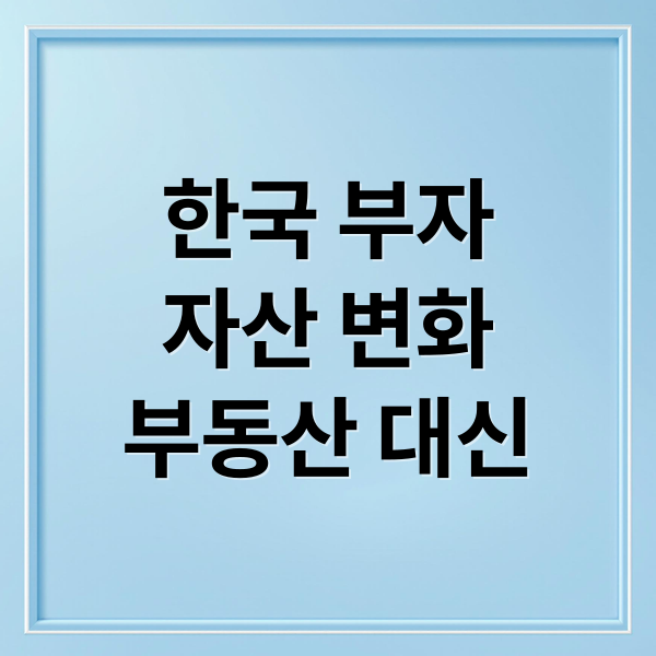 한국 부자
자산 변화
부동산 대신 (부자 포트폴리오 변화 이유)