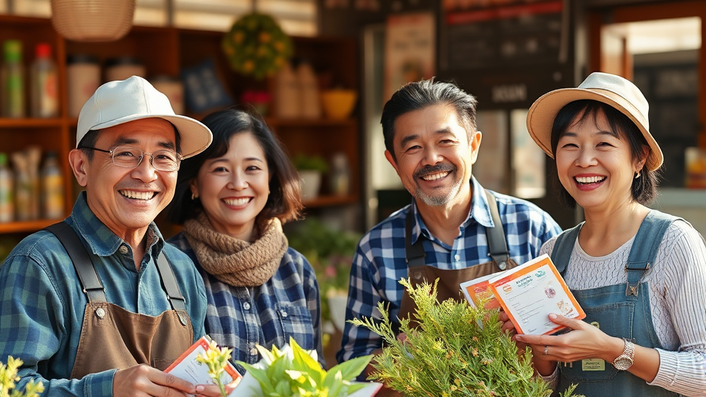 소상공인 및 농어촌 지원 (realistic 스타일)