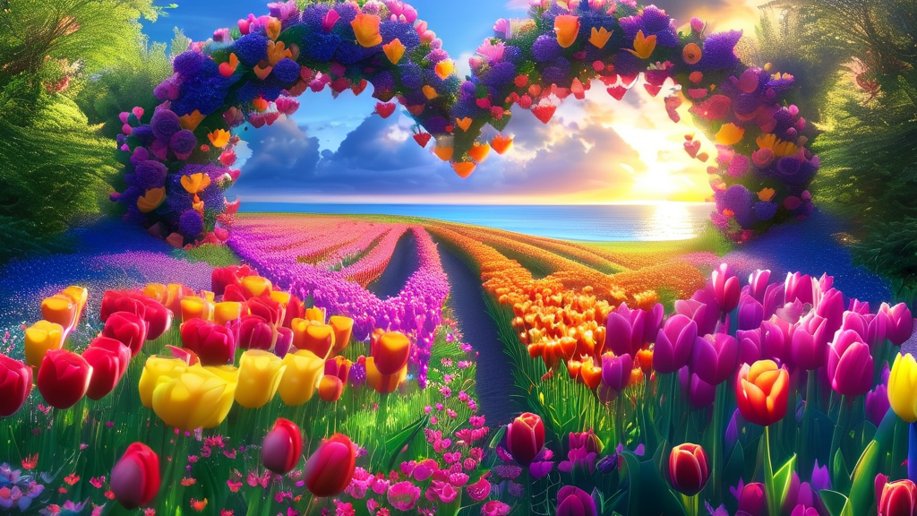 알록달록 튤립 만개! 주요 포토존과 관람 포인트 (realistic 스타일)