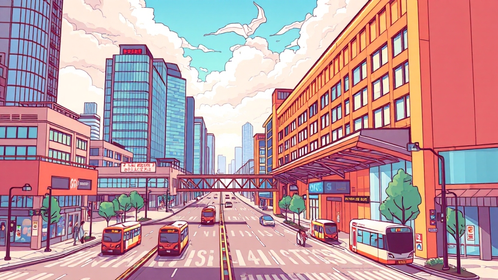 입지 및 교통 환경 분석 (cartoon 스타일)